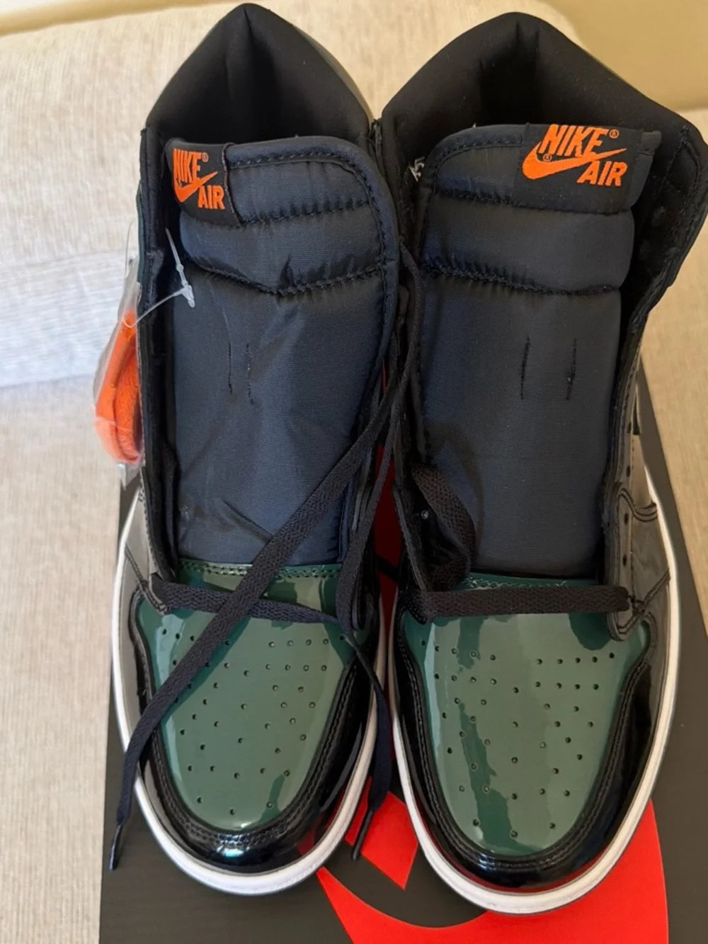Jordan High-Top Sneakers in Black, Green & Orange